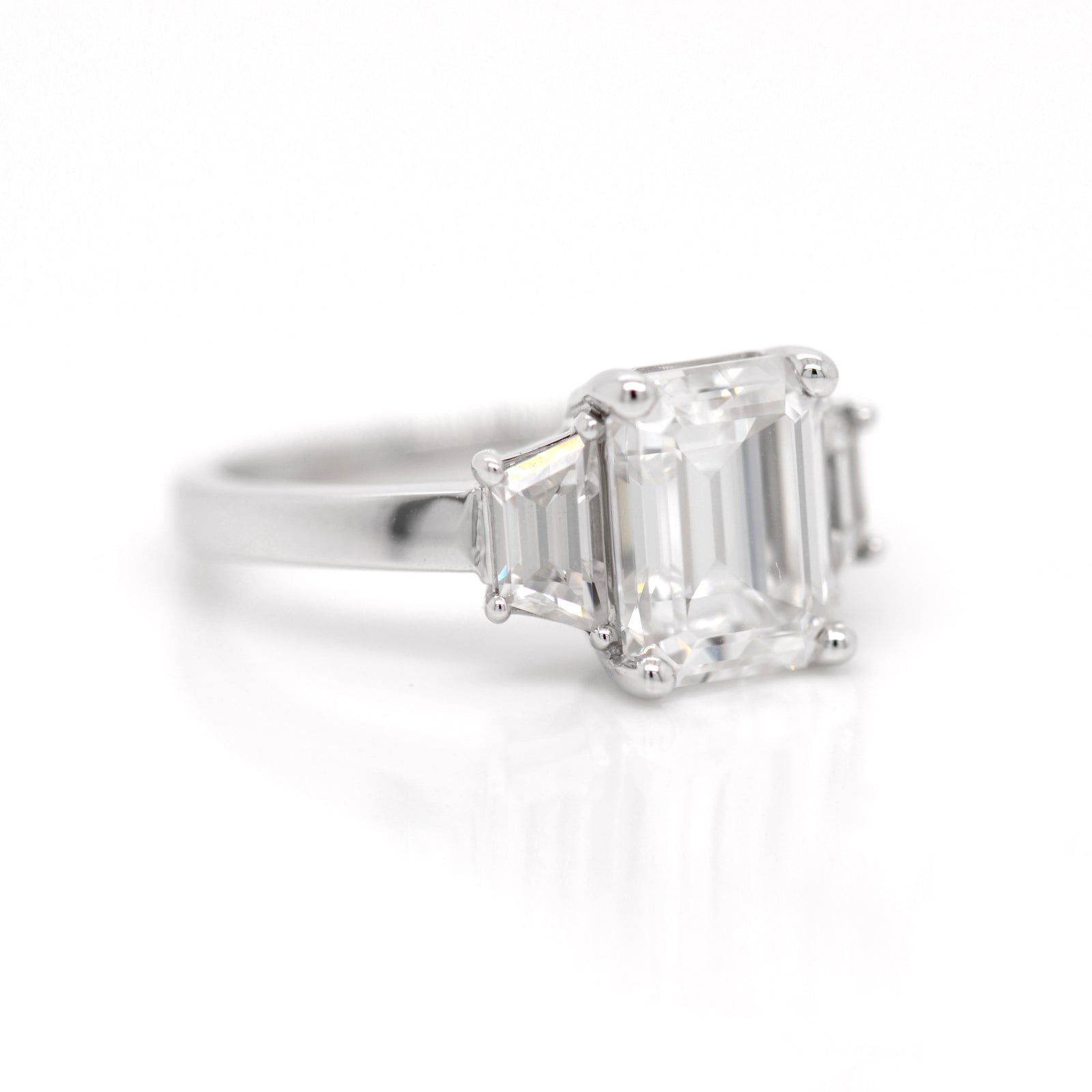 14KW 3-Stone Moissanite Engagement Ring Portland PDX Judith Arnell