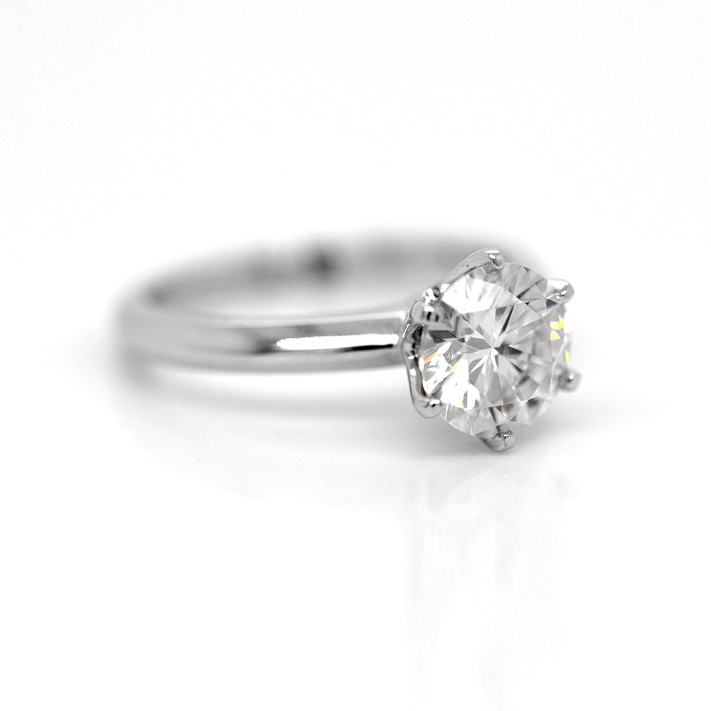 14KW Round Moissanite Solitaire Engagement Ring Judith Arnell Portland PDX
