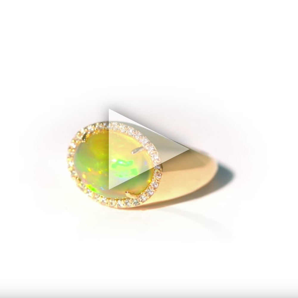 18K Pink Gold Ethiopian Opal and Diamond Ring