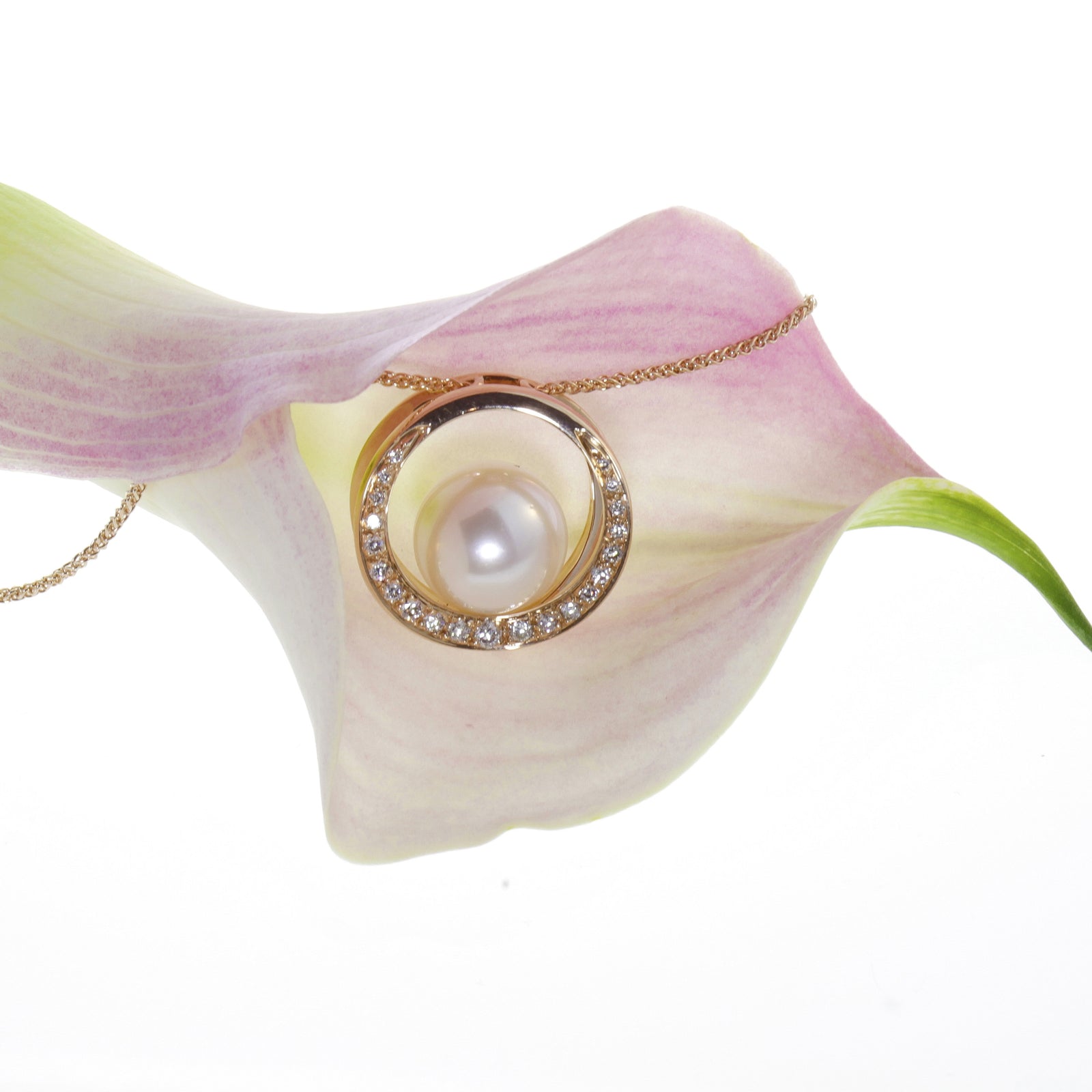 14K Rose Gold South Sea Pearl And Diamond Pendant