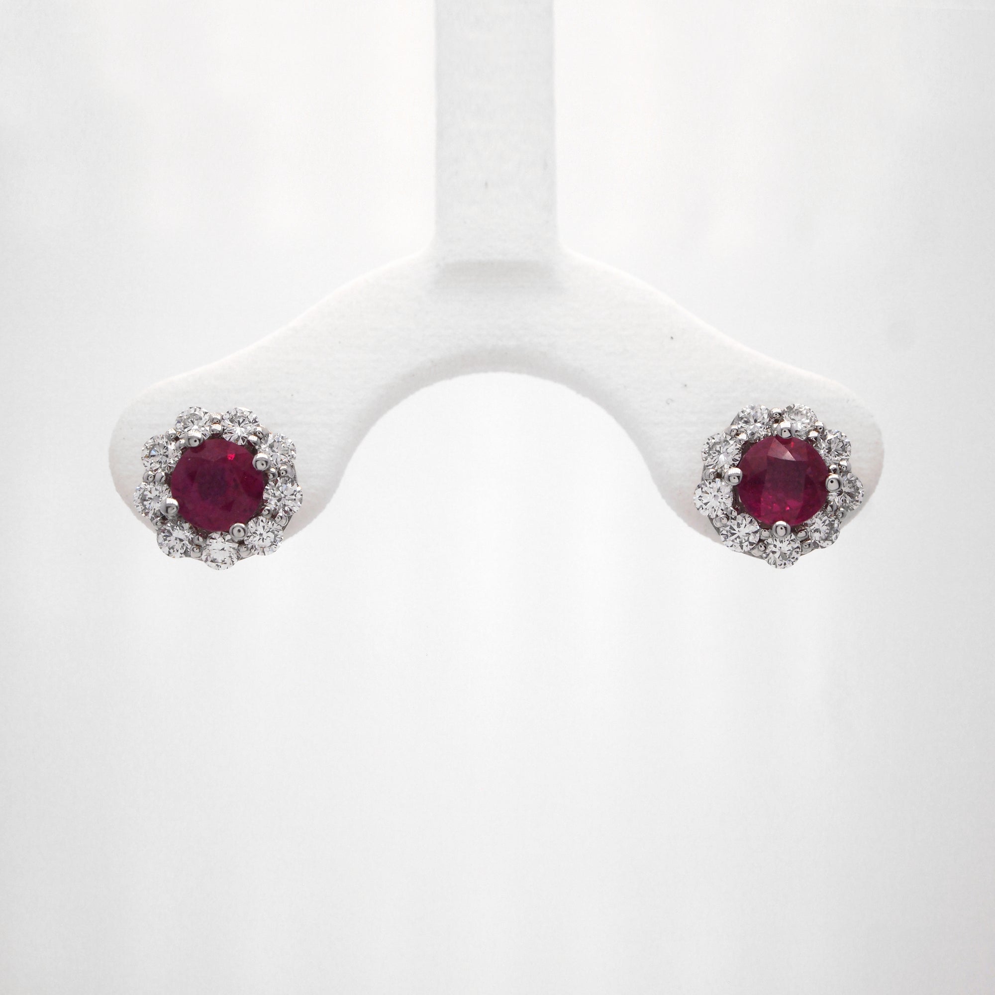 18K White Gold Ruby And Diamond Earrings