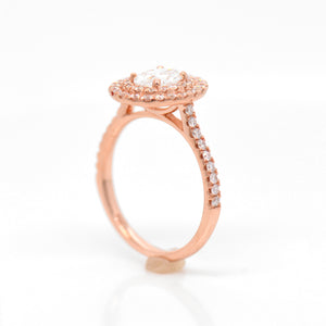 14K Rose Gold Double Halo Oval Diamond Engagement Ring