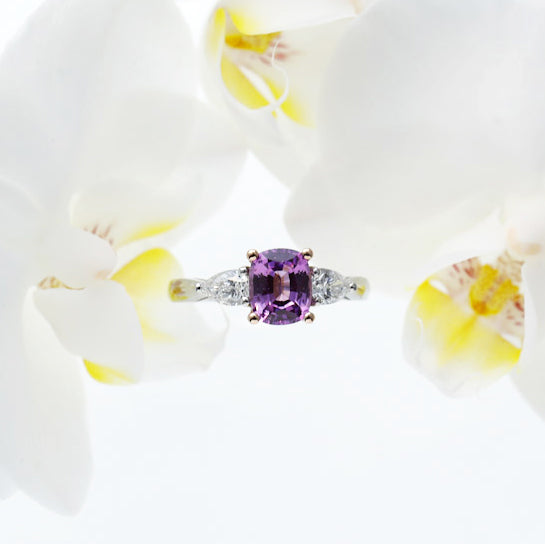 Platinum And 18K Rose Gold Pinkish-Purple Sapphire And Diamond Ring