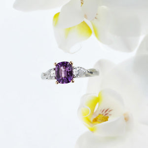 Platinum And 18K Rose Gold Pinkish-Purple Sapphire And Diamond Ring
