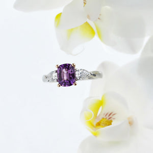 Platinum And 18K Rose Gold Pinkish-Purple Sapphire And Diamond Ring