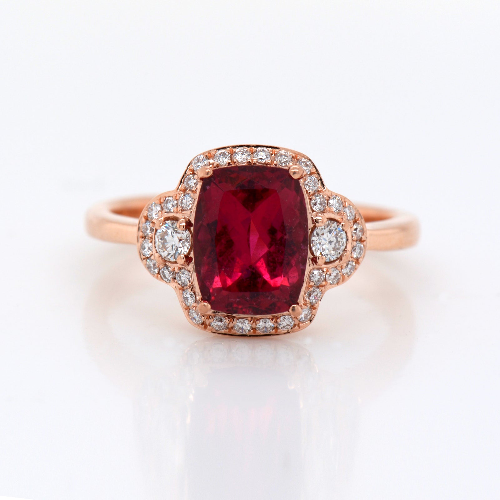14K Rose Gold Rubellite Tourmaline And Diamond Ring