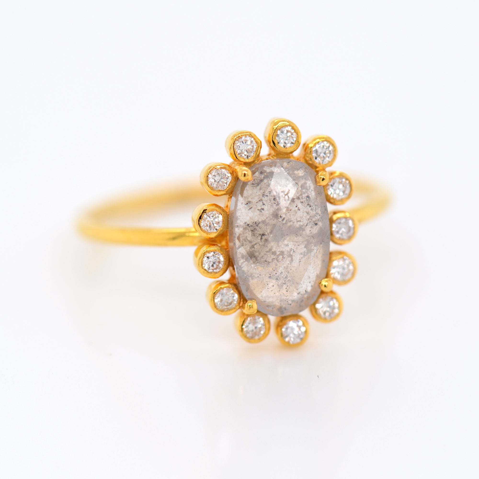 18K Yellow Gold Rough Diamond Ring