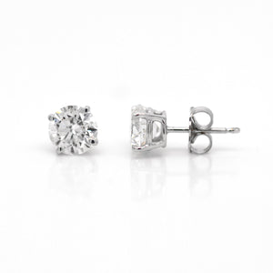 14K White Gold 1.70 Carat Diamond Studs