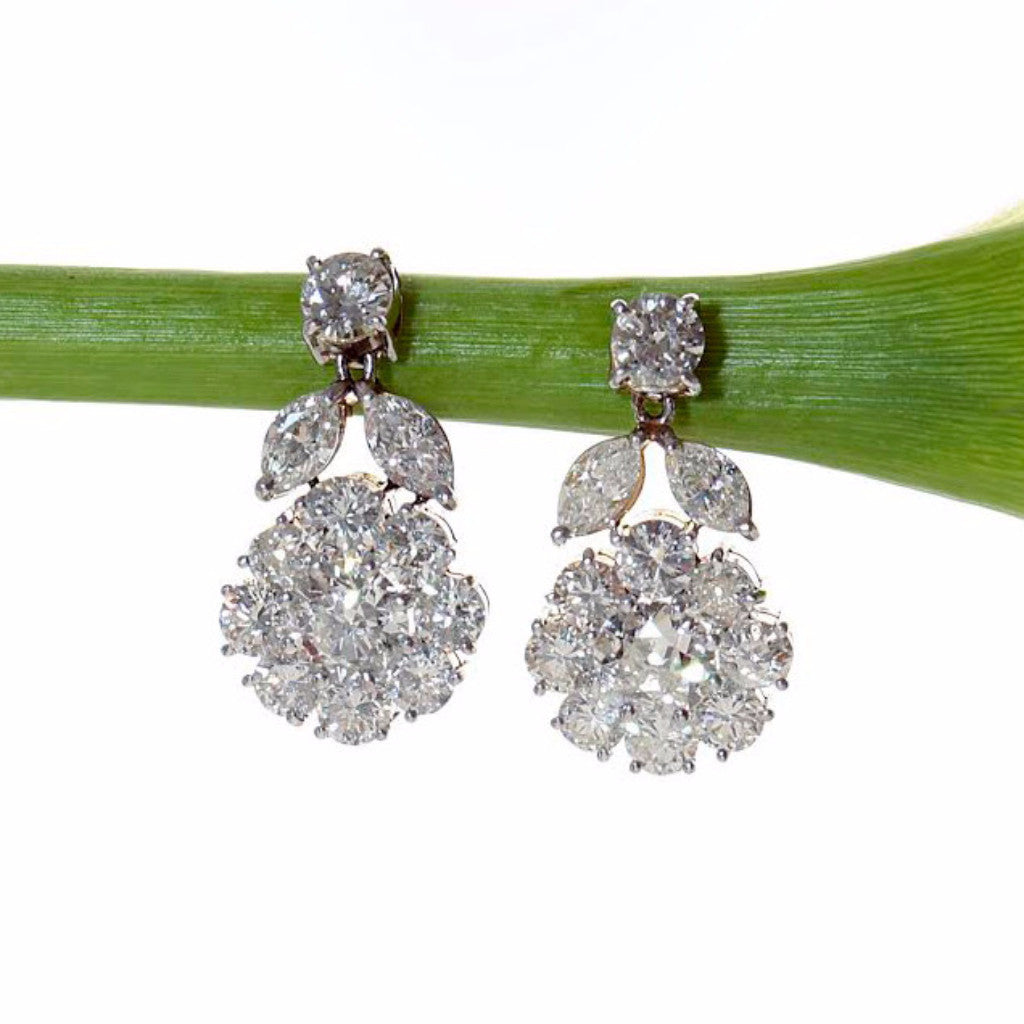 Antique Vintage Platinum Diamond Earrings