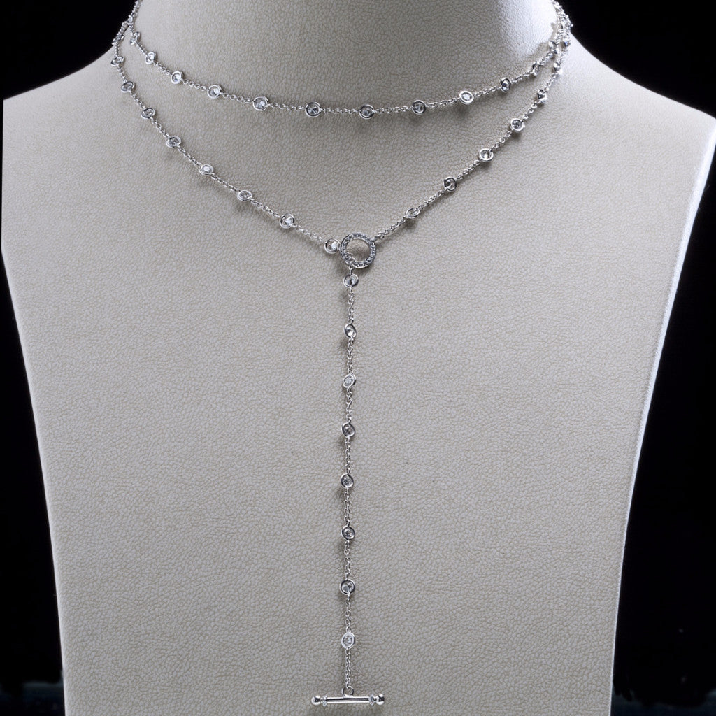 18K White Gold Diamond Chain Necklace