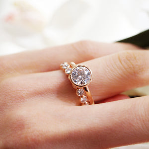 18K Rose Gold Bezel Diamond Engagement Ring