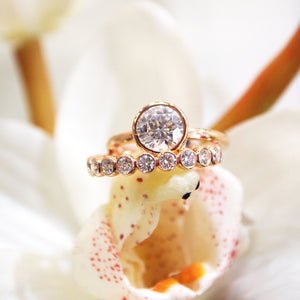 18K Rose Gold Bezel Diamond Engagement Ring