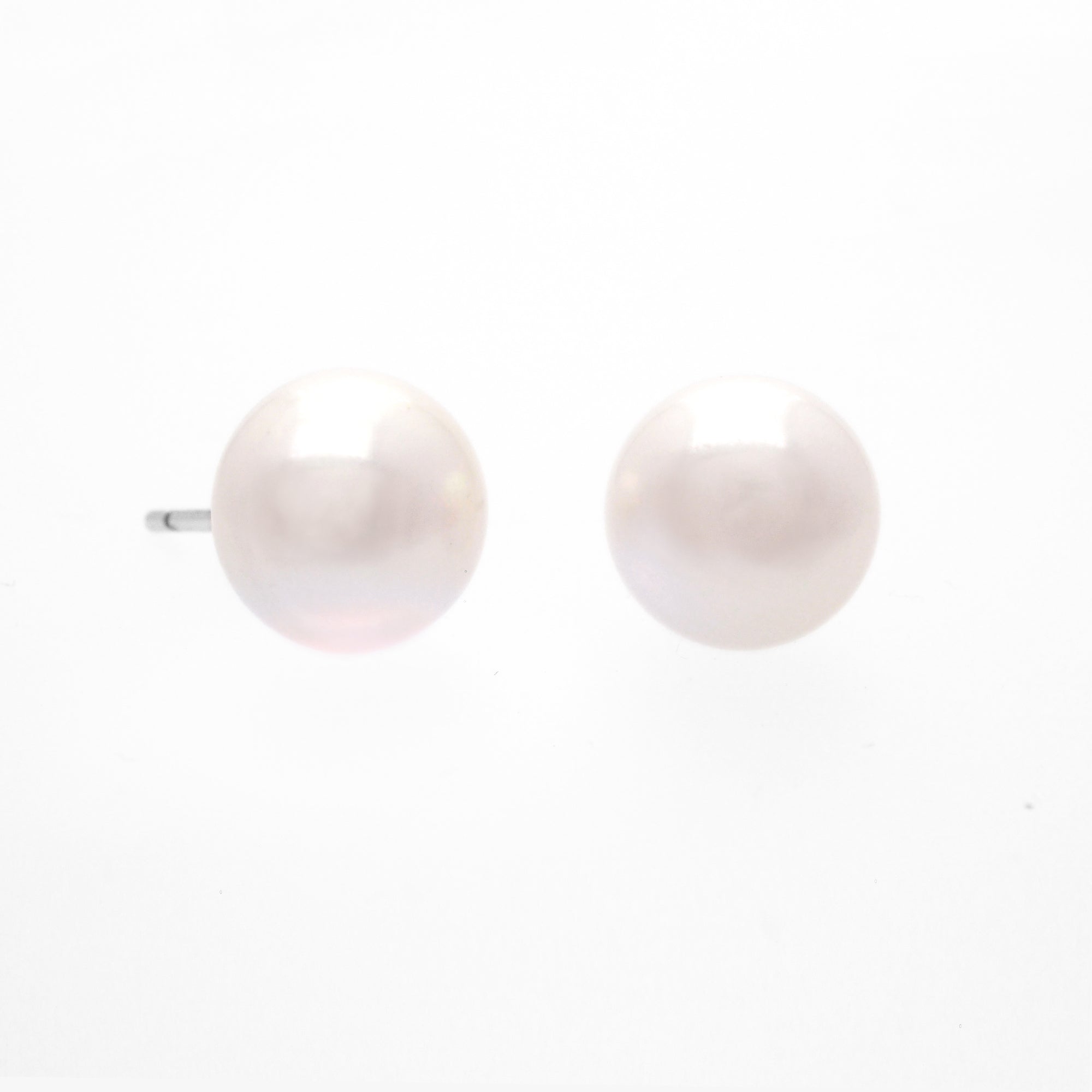 14K White Gold Freshwater Pearl Stud Earrings