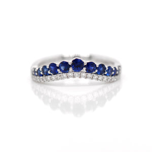 Platinum Diamond And Sapphire Tiara Wedding Band