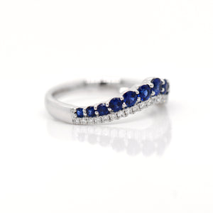 Platinum Diamond And Sapphire Tiara Wedding Band