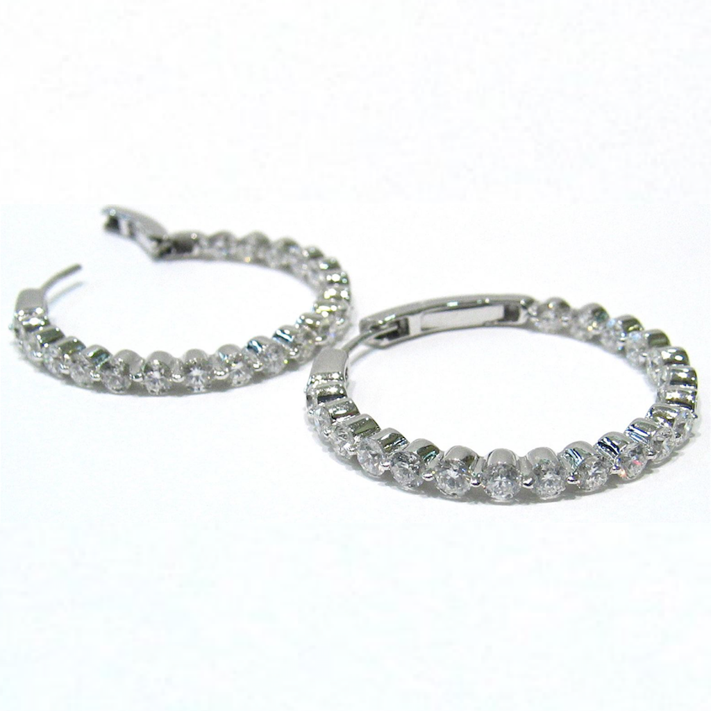 White Gold Diamond Hoop Earrings