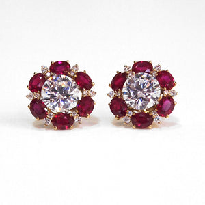 18K Yellow Gold Ruby And Diamond Earring Jackets