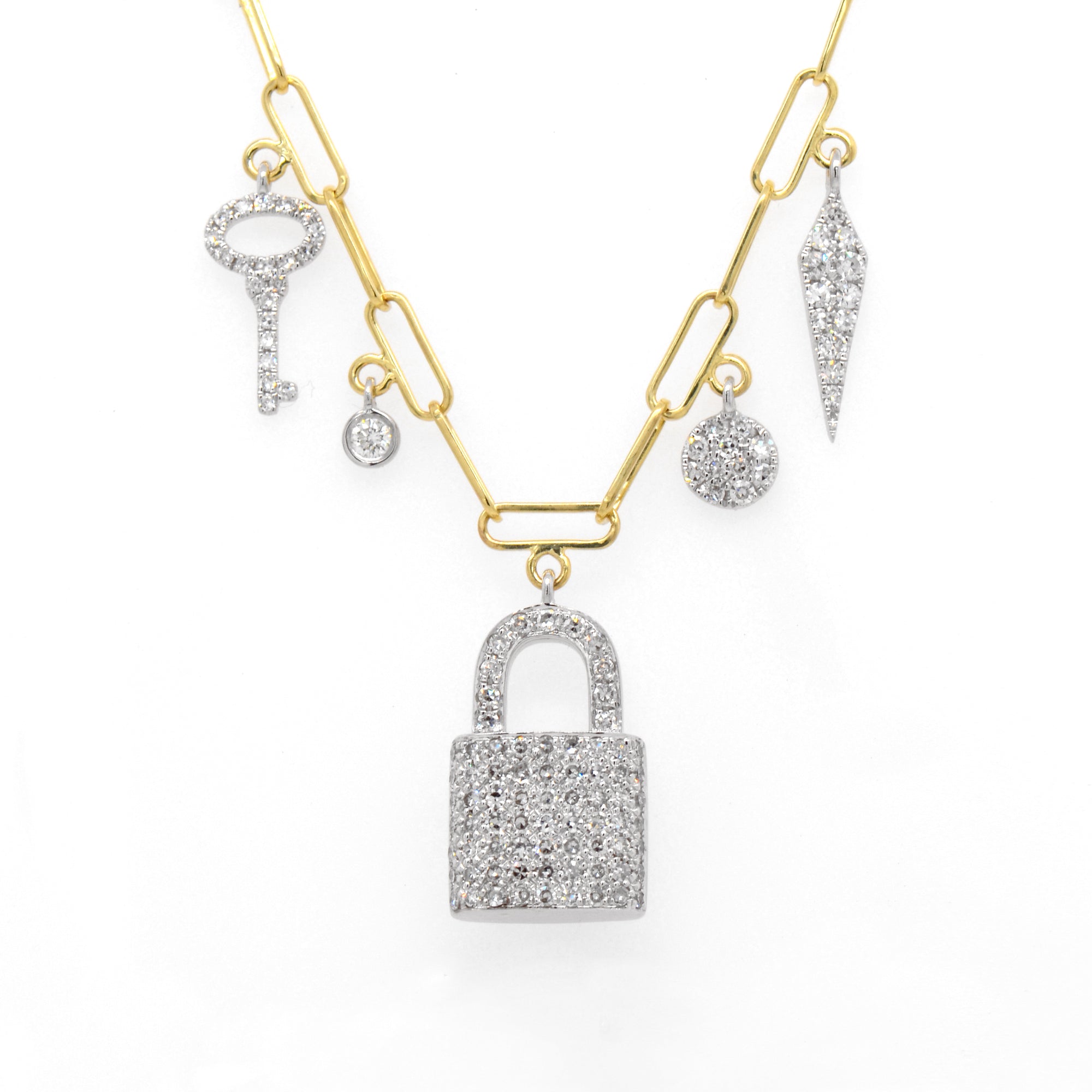 14K Yellow And White Gold Diamond Locket Necklace