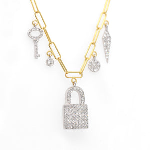 14K Yellow And White Gold Diamond Locket Necklace