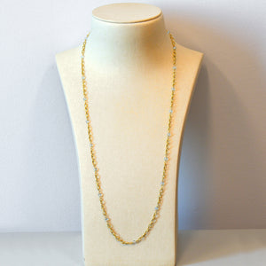 18K Yellow Gold Blue Topaz Chain Necklace
