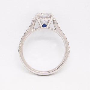 Point Of Love Platinum Diamond Solitaire Engagement Ring With Sapphire Point