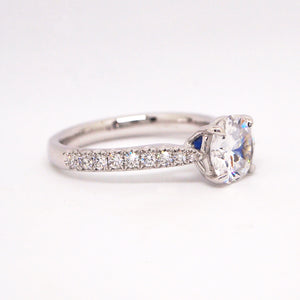 Point Of Love Platinum Diamond Solitaire Engagement Ring With Sapphire Point