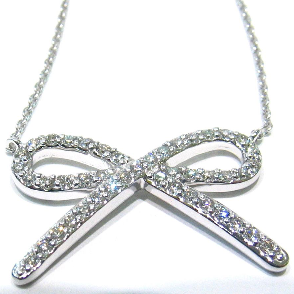 14K White Gold Diamond Bow Pendant Judith Arnel Jewelers