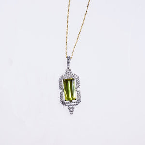 One Of A Kind 18K White Gold Chrysoberyl And Diamond Pendant