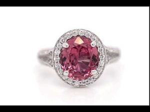 Platinum Unheated Pinkish-Orange Sapphire And Diamond Ring