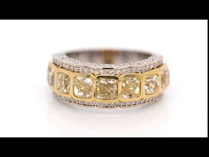 18K 7-Stone Radiant Yellow Diamond Ring