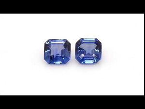 2.96 Carat Matching Asscher Blue Sapphires