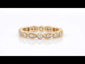 18K Yellow Gold Marquis and Round Diamond Eternity Band