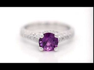 18K White Gold Purple Sapphire And Diamond Ring