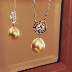 Antique Platinum Pearl and Diamond Necklace