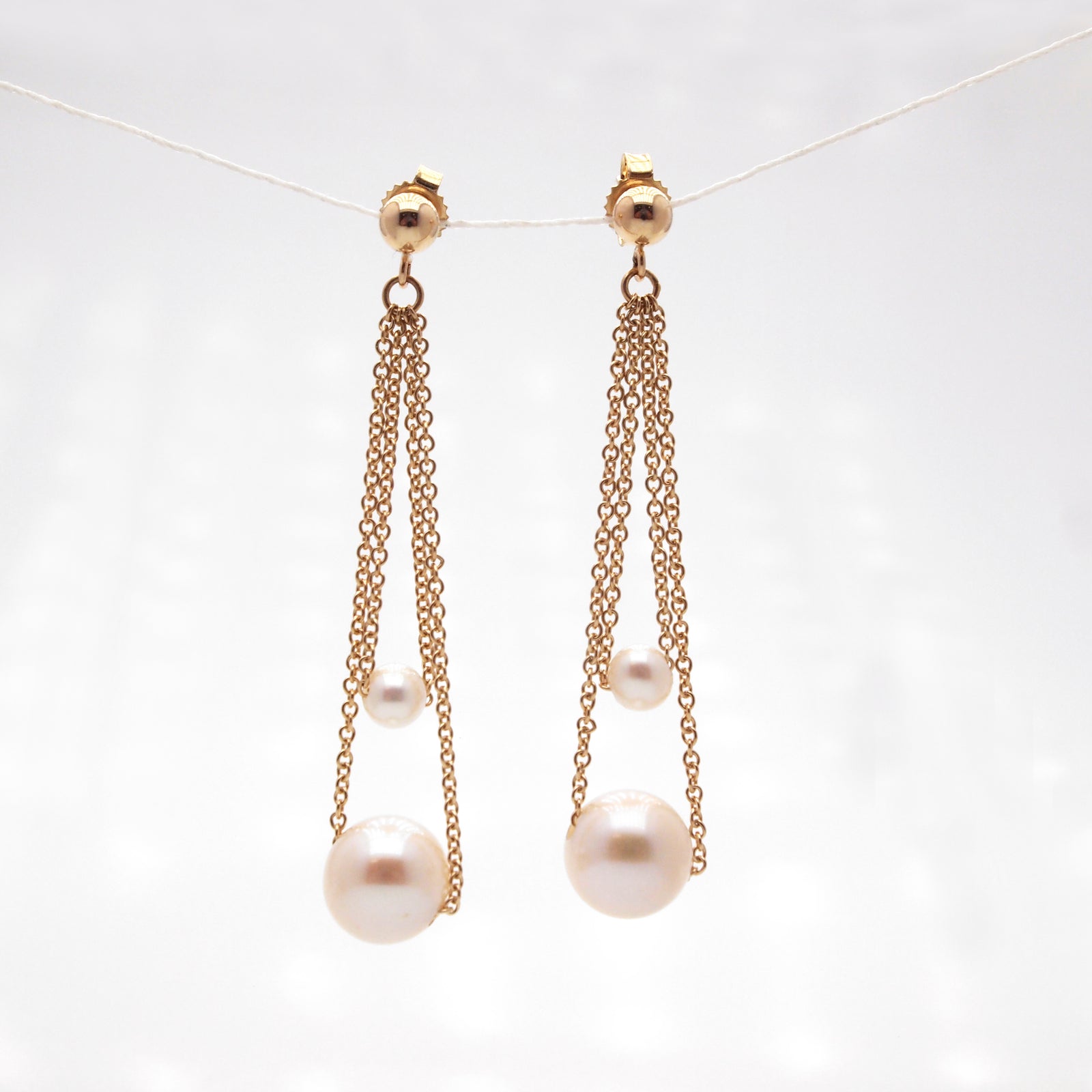 14K Yellow Gold Moondrop Pearl Earrings