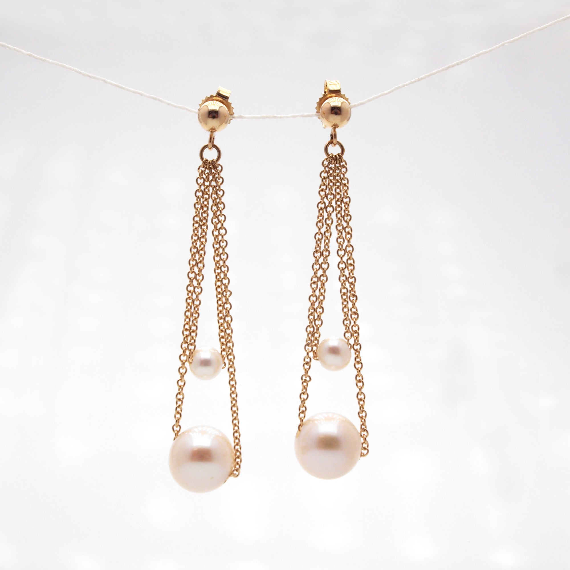 14K Yellow Gold Moondrop Pearl Earrings