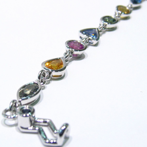 Mixed fancy-colored sapphire bracelet