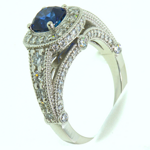 Platinum Natural Unheated Untreated Sapphire And Diamond Ring