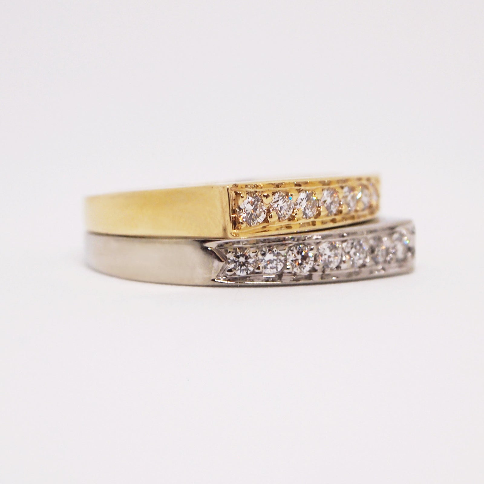 14K Two Tone "Opposites Attract" Diamond Band