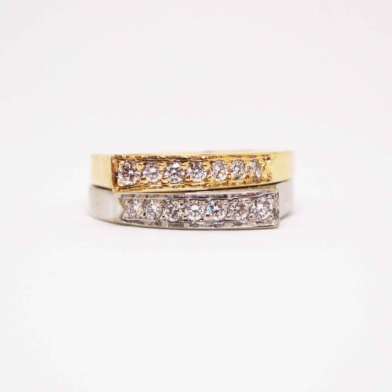 14K Two Tone "Opposites Attract" Diamond Band