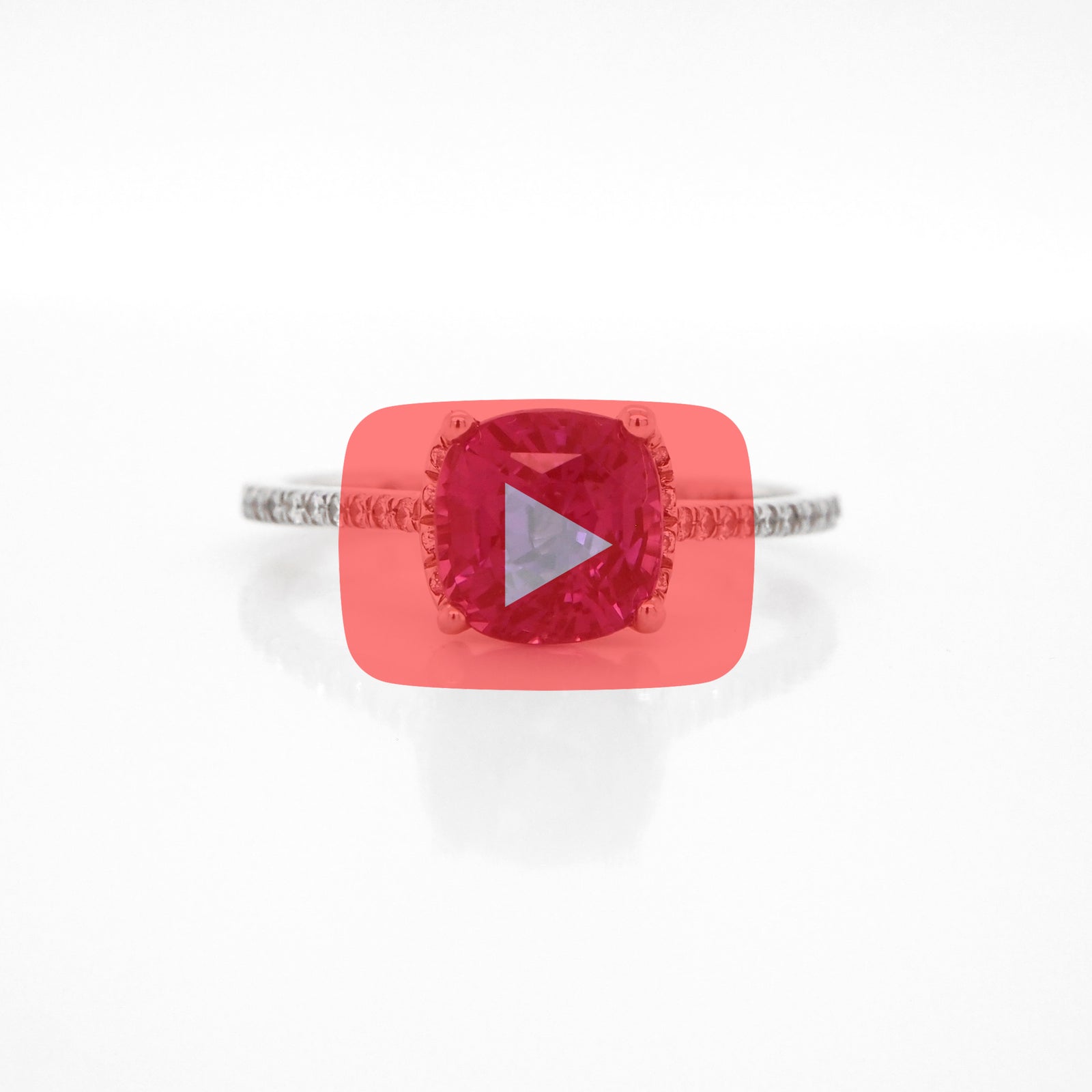 Platinum Pleochroic Sapphire And Crescent Pave Diamond Engagement Ring